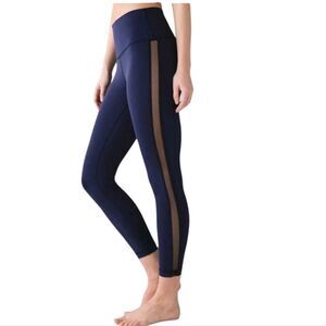 Lululemon High Times Leggings Wing Mesh Side Luxtreme Navy Blue Size 6